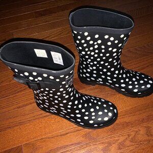 Joules Women's White Spot Rubber Rain Boots